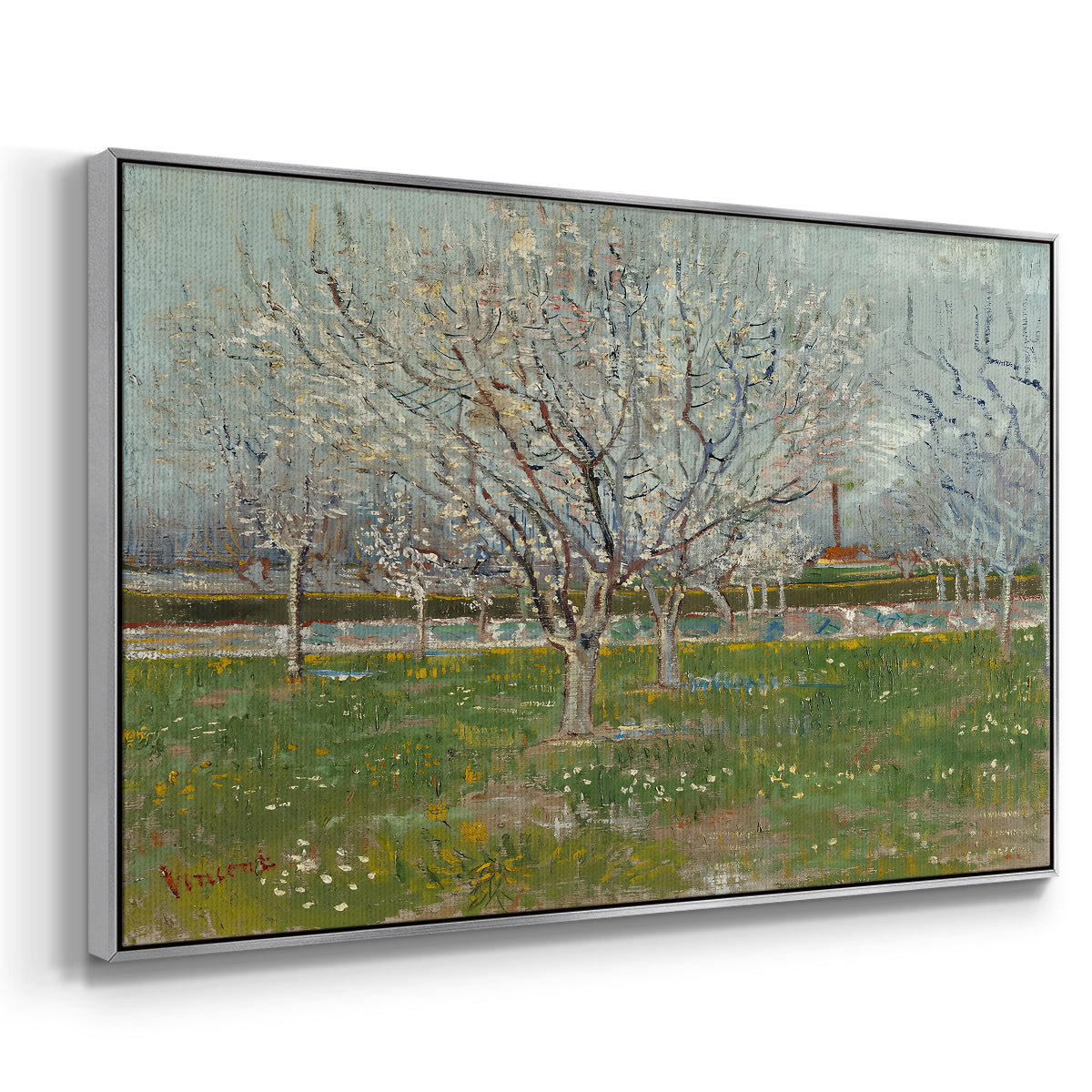 Orchard in Blossom (Plum Trees), 1888 - Floater Framed Canvas Print