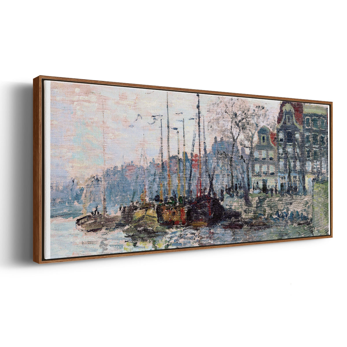 View of the Kromme Waal in Amsterdam - Floater Framed Canvas Print