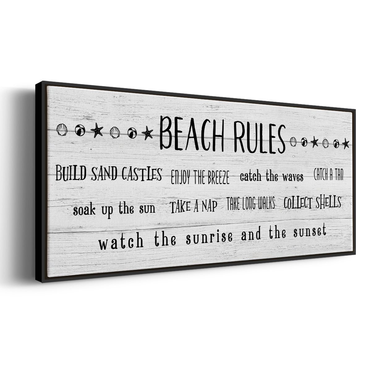 Rules of the Beach - Floater Framed Canvas Print
