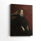 Side view of a canvas art print of a classic aristocratic portrait with soft lighting and refined features, showing gallery-wrapped depth.