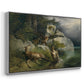 Eagles and Dying Stag on a Lakeshore, 1836 - Floater Framed Canvas Print