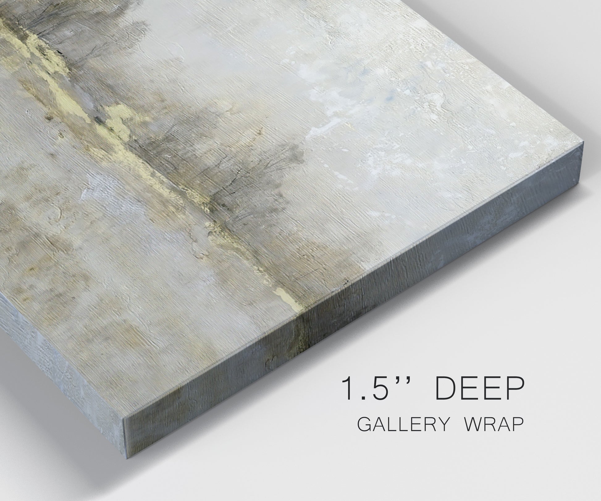 Close-up view of wrapped canvas corner featuring late season rural harvest fields.