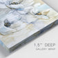 Close-up view of wrapped canvas corner featuring delicate watercolor floral blooms.
