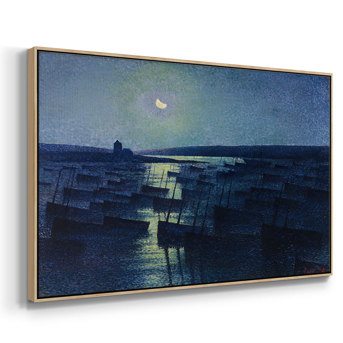 Camaret, Moonlight and Fishing Boats, 1894 - Floater Framed Canvas Print