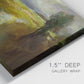 Close-up view of wrapped canvas corner featuring winding rural road through countryside.
