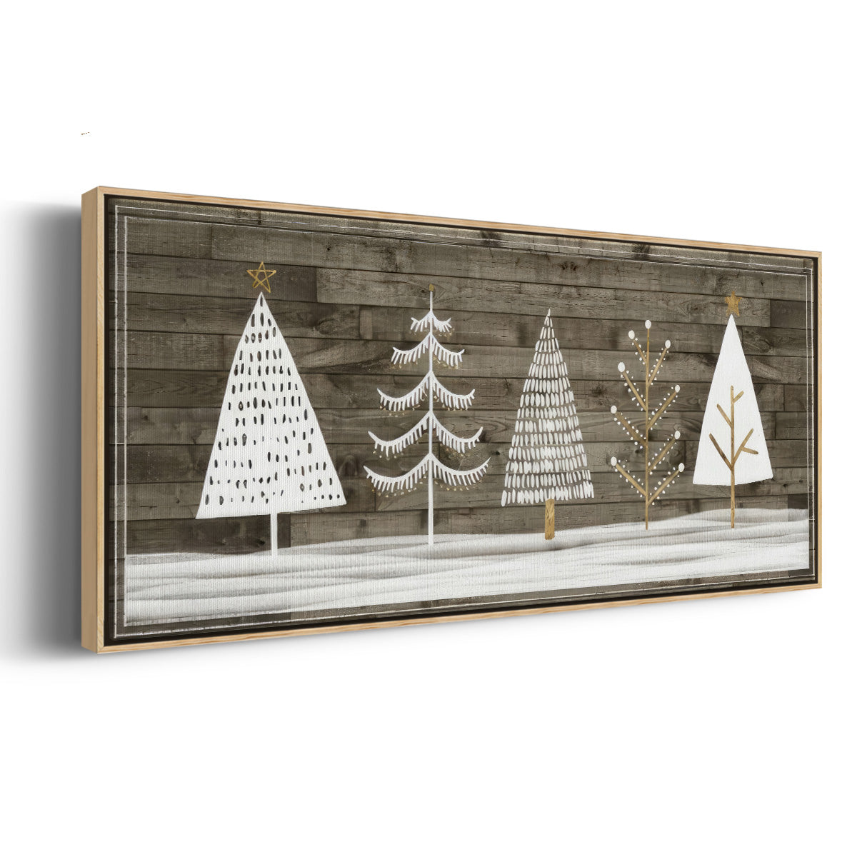 Wooded White Christmas Collection D - Floater Framed Canvas Print