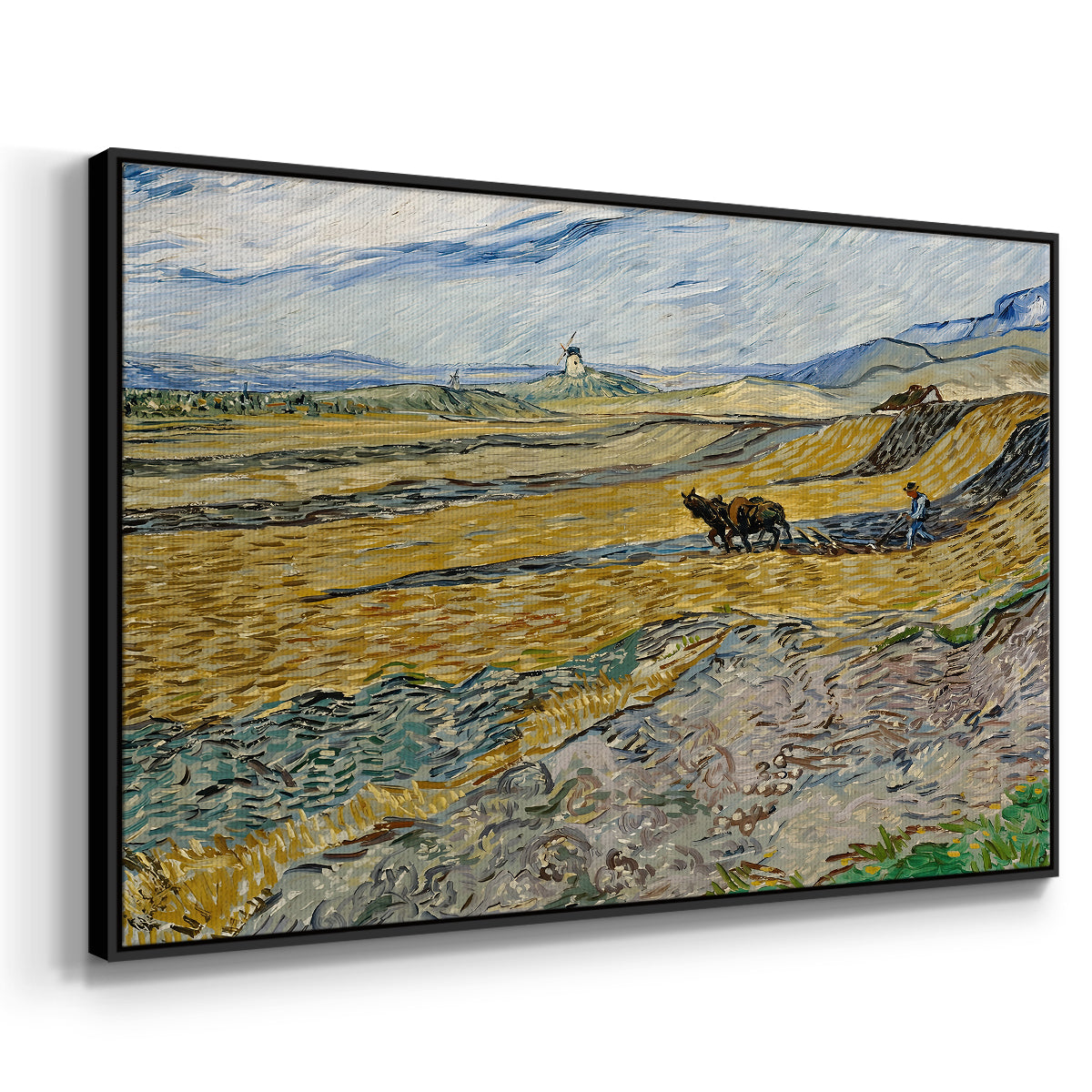 Enclosed Field with Ploughman, 1889 - Floater Framed Canvas Print