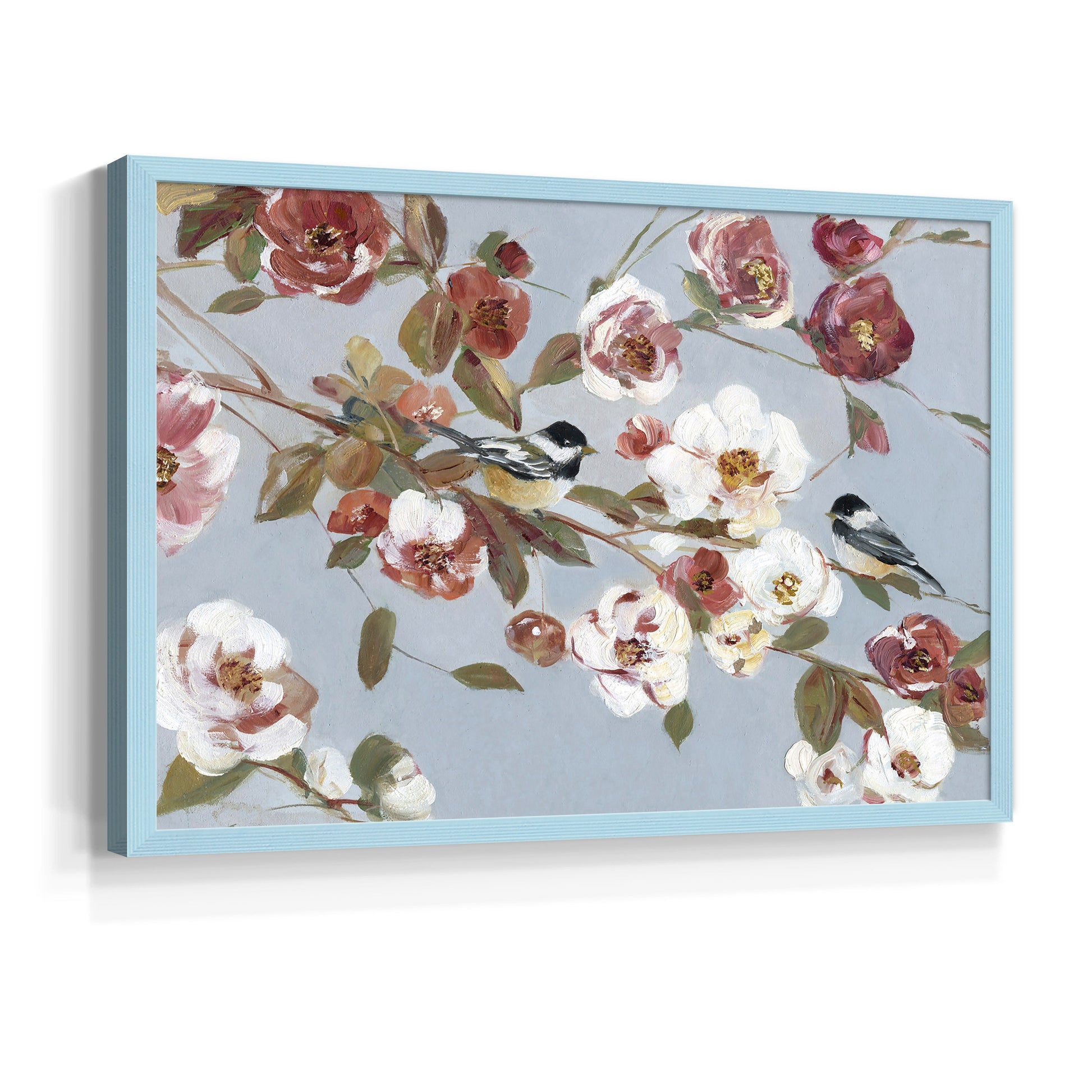 44432,artwork,flowers,songbirds,blooming,pastel colors,nature,painting,tranquility,floral,decor,home,birds,soft tones,wall art,still life,elegance,design,garden,wildlife,peace,beauty,colorful,composition,branches,brushwork,canvas,contemporary,aesthetic,visual,spring,serene,charm,details,flora,fauna,modern,interior design,color palette,harmony,inspiration,Re-stickable,Plants & Flowers