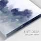 Close-up view of wrapped canvas corner featuring misty abstract lake watercolor.