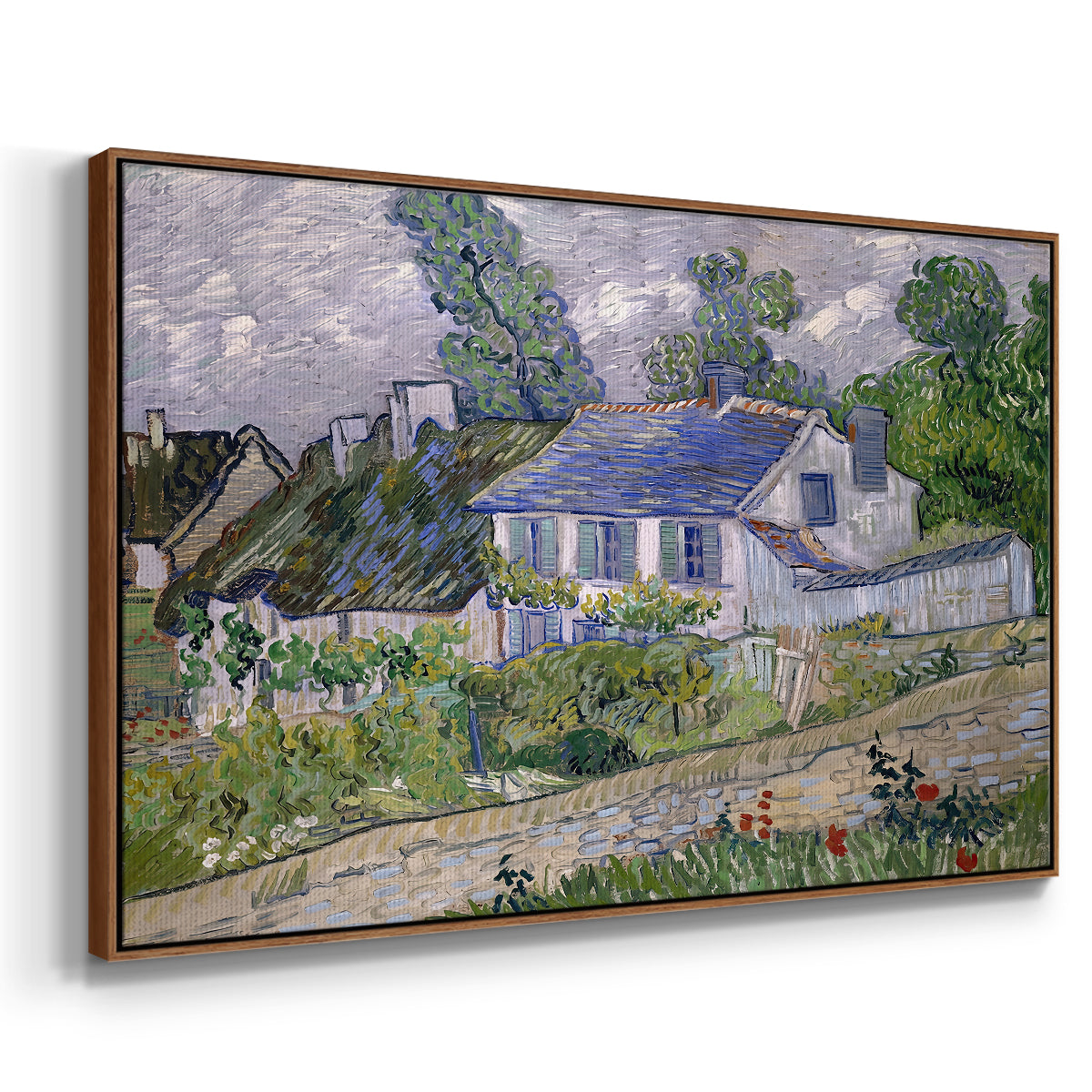 Houses in Auvers, 1890 - Floater Framed Canvas Print