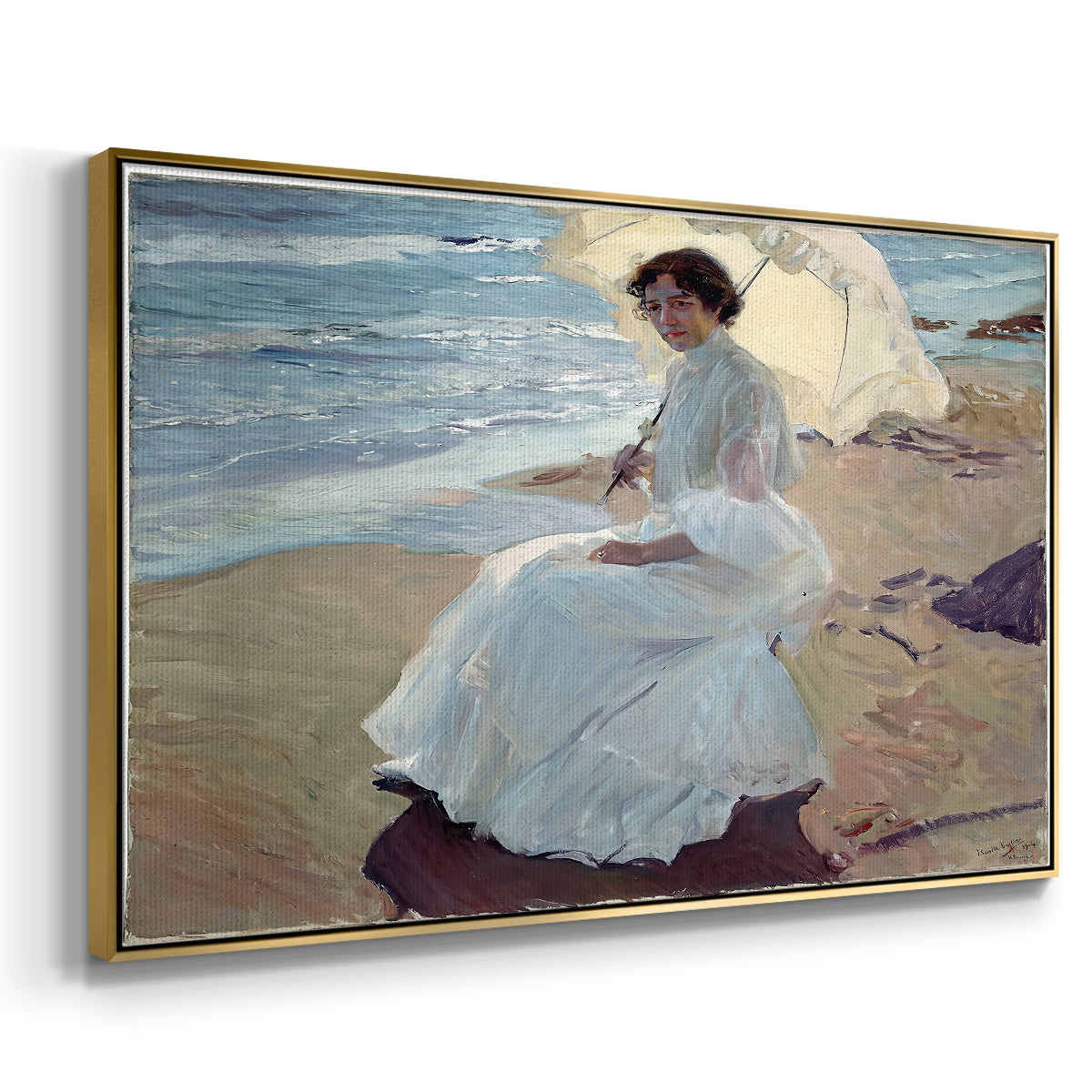 Clotilde on the Beach, 1904 - Floater Framed Canvas Print