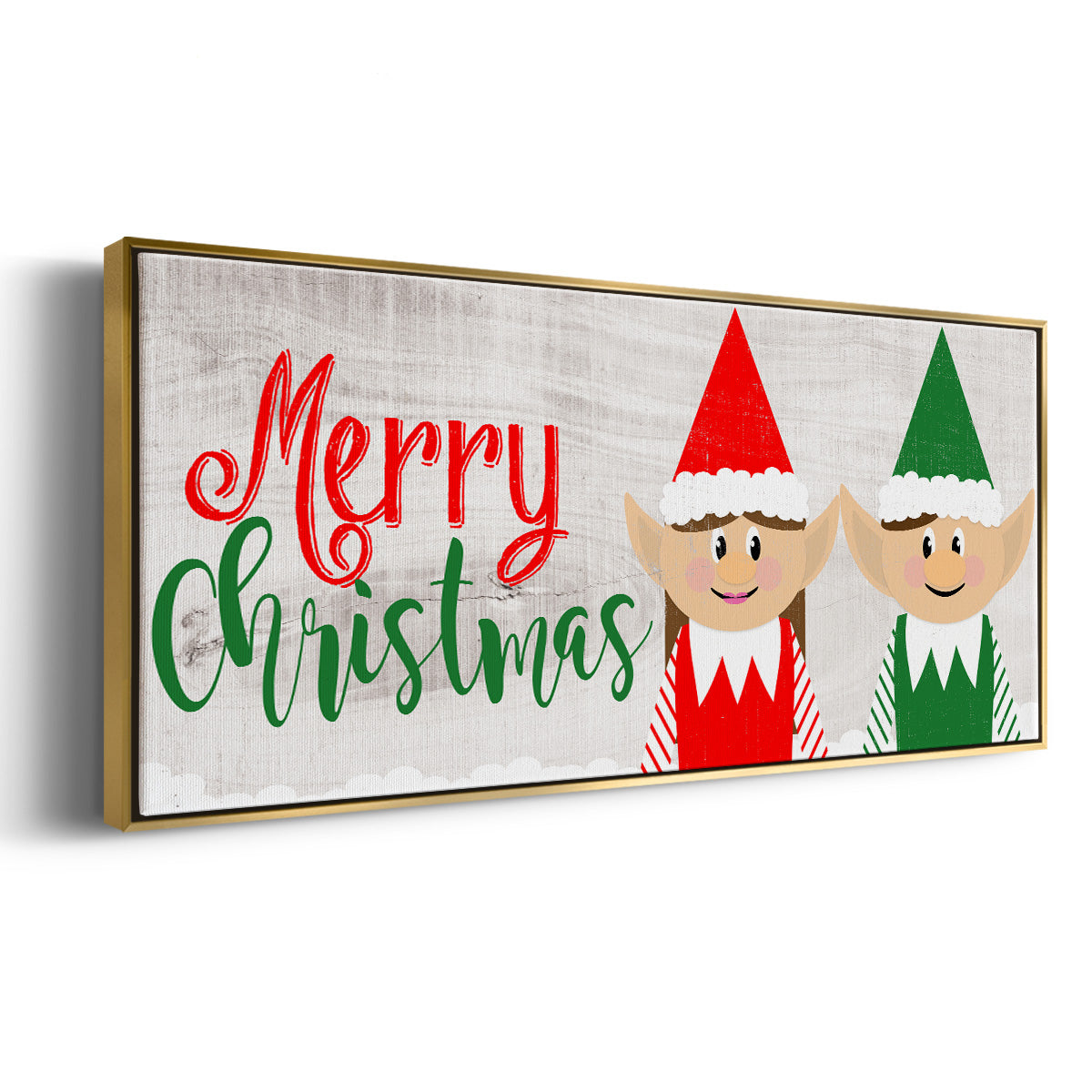 Christmas Elf Couple - Floater Framed Canvas Print