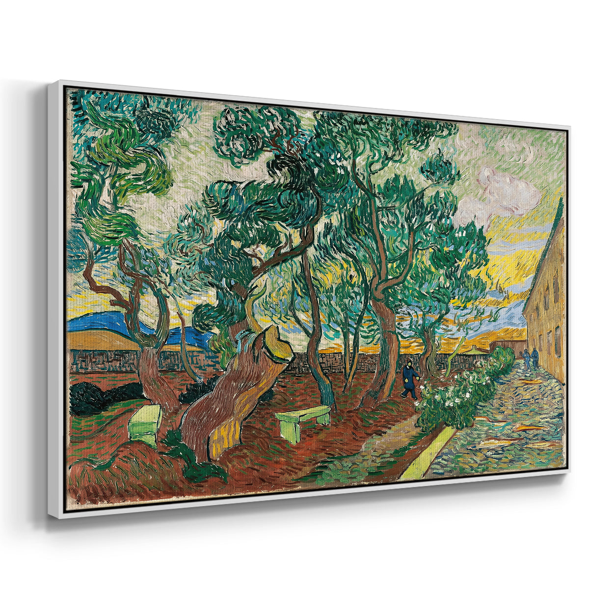 The Garden of Saint-Paul Hospital, 1889 - Floater Framed Canvas Print