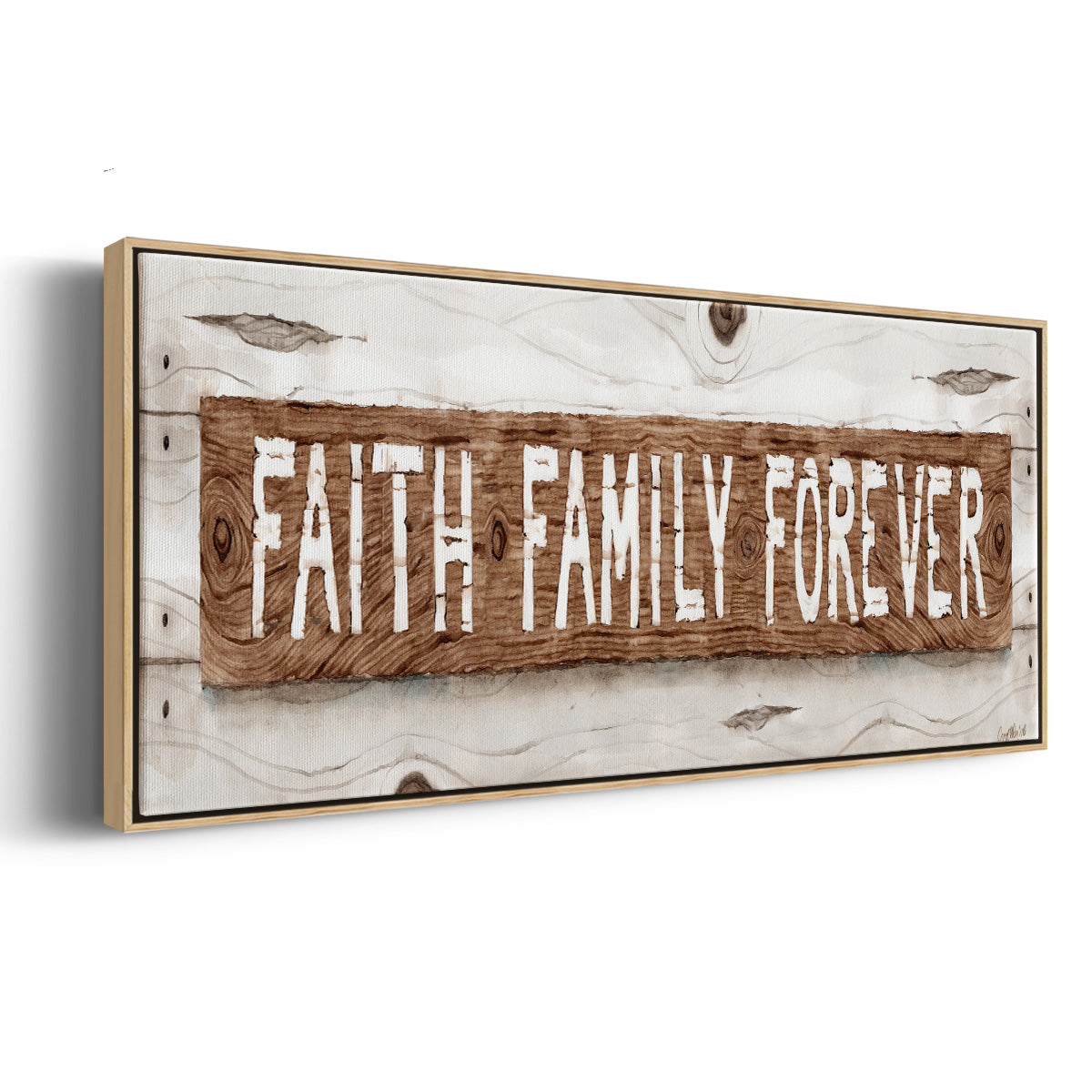 Faith Family Forever - Floater Framed Canvas Print