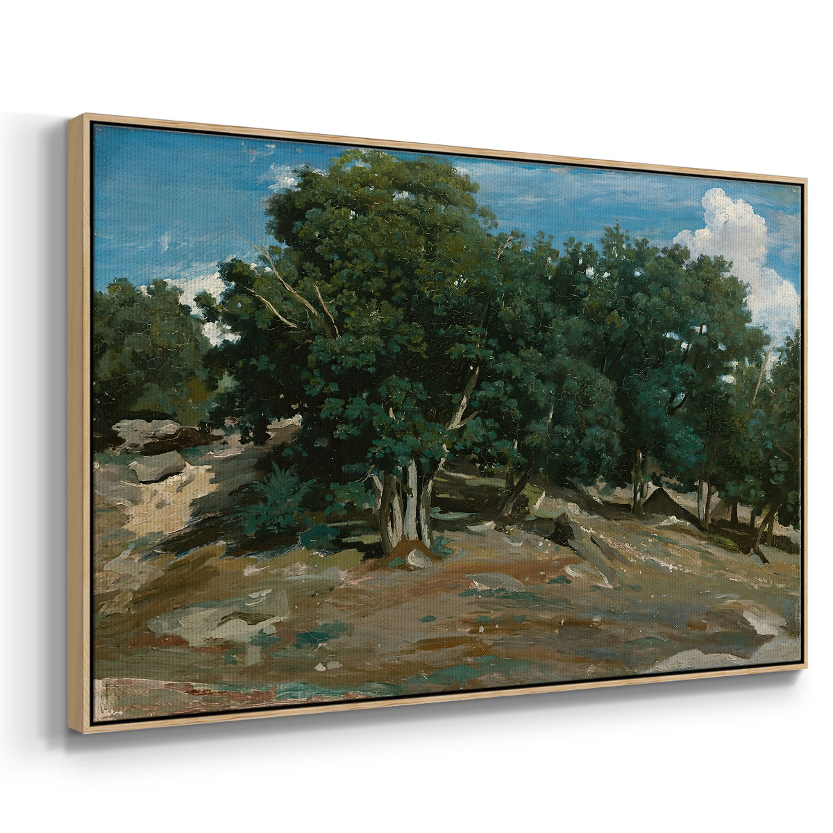 Fontainebleau: Oak Trees at Bas-Bréau, c. 1830-1835 - Floater Framed Canvas Print