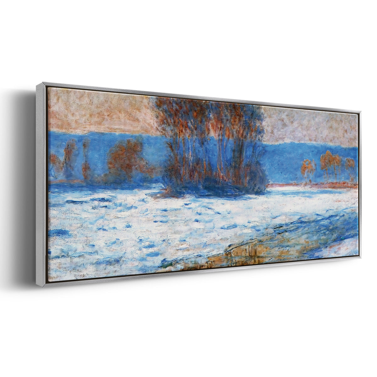 The Seine at Bennecourt in Winter, 1893 - Floater Framed Canvas Print