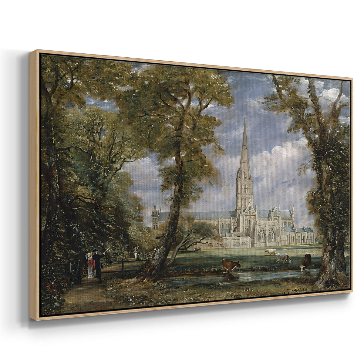 Salisbury Cathedral from the Bishop's Grounds, c. 1825 - Floater Framed Canvas Print