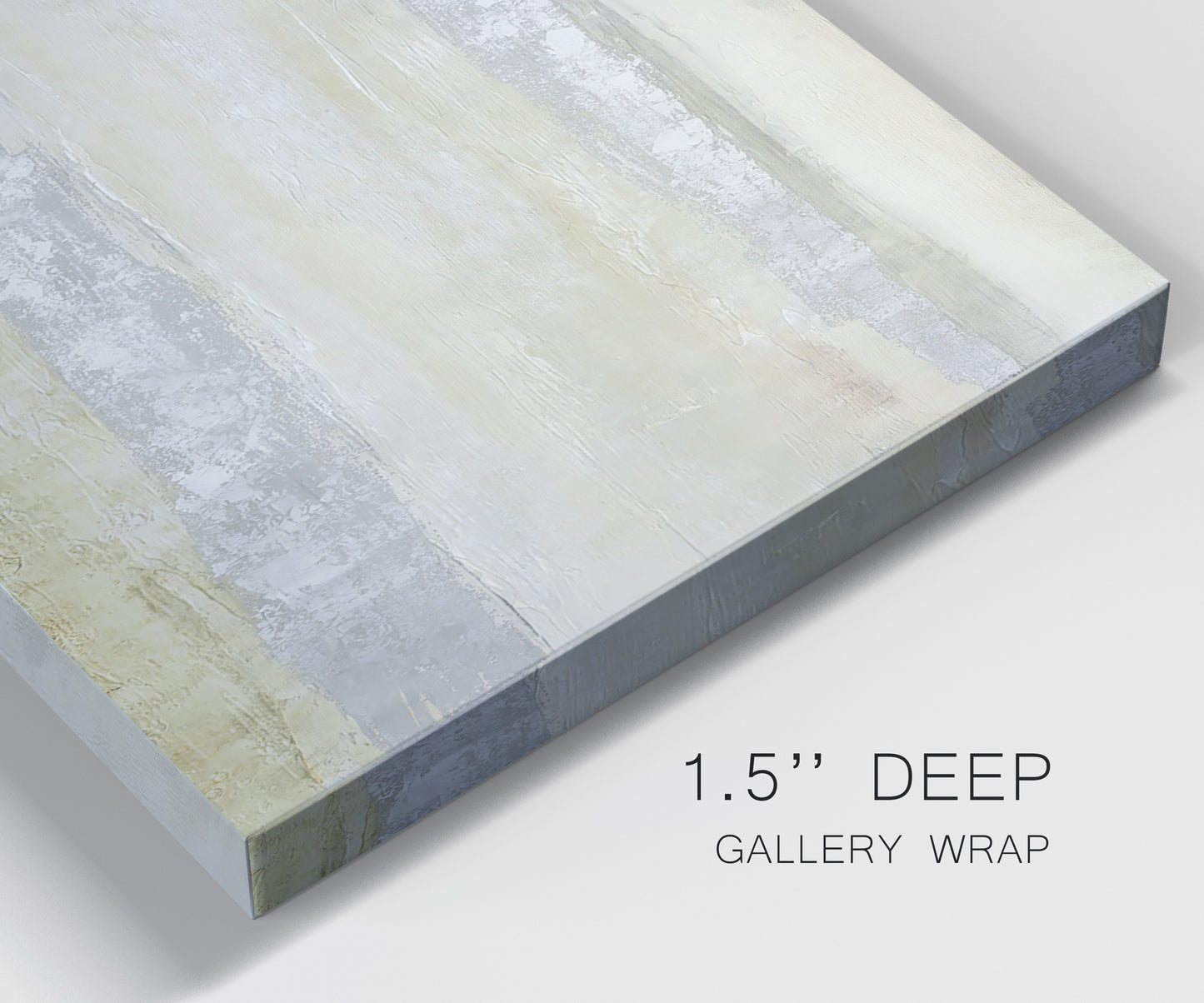 Close-up view of wrapped canvas corner featuring minimal abstract storm movement.