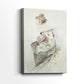 Side view of a canvas art print of a stylized figure surrounded by detailed ornamental patterns, showing gallery-wrapped depth.