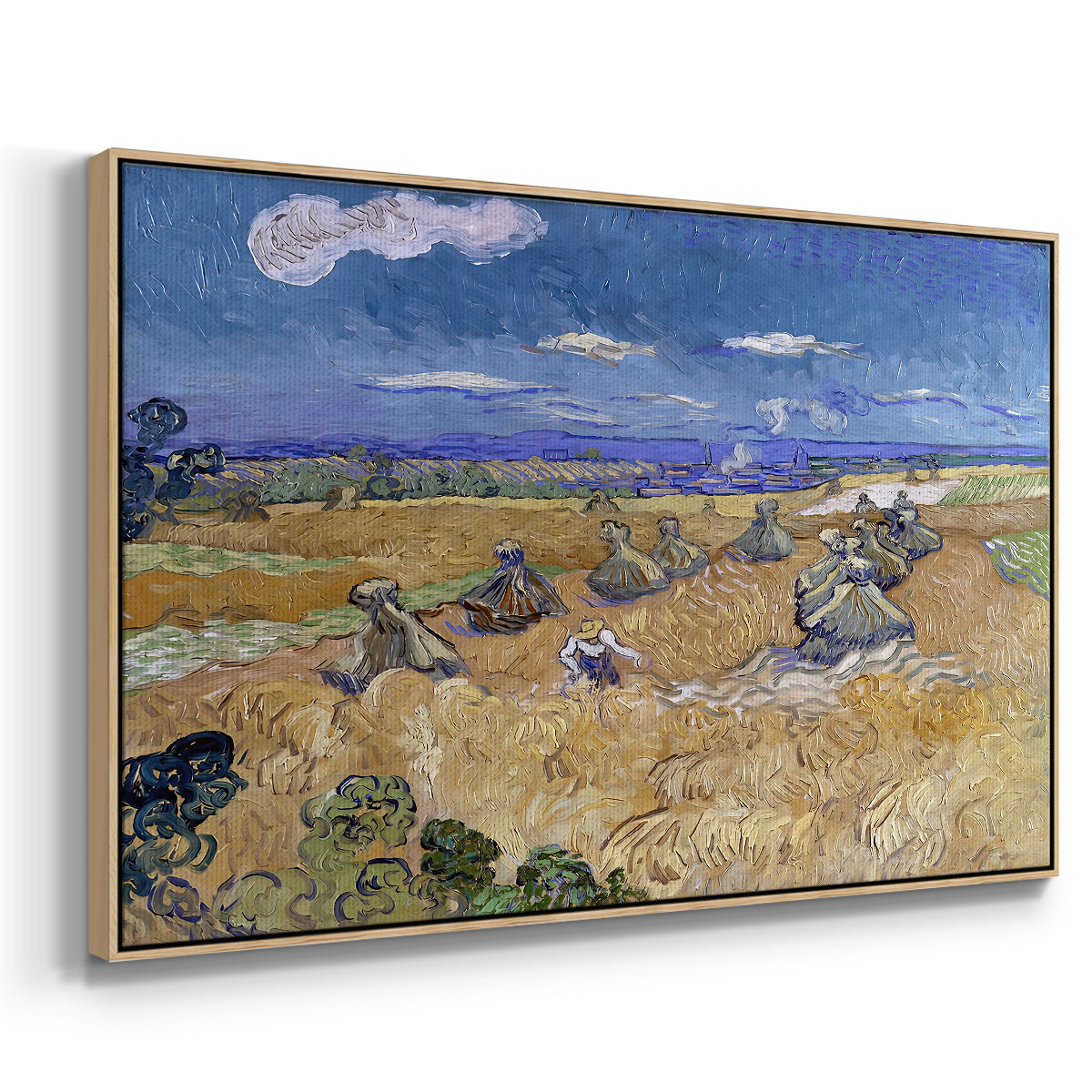 Wheat Field with Reaper, Auvers, 1888 - Floater Framed Canvas Print