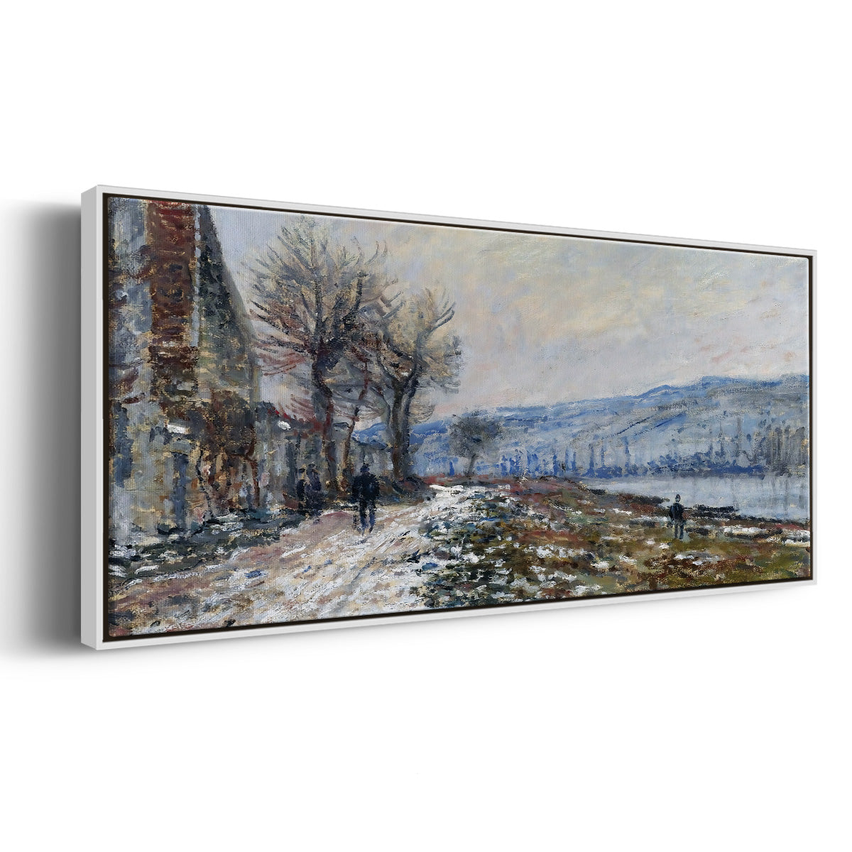 The Seine at Lavacourt, Effect of Snow, 1879 - Floater Framed Canvas Print