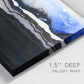 Close-up view of wrapped canvas corner featuring abstract passage of time composition.