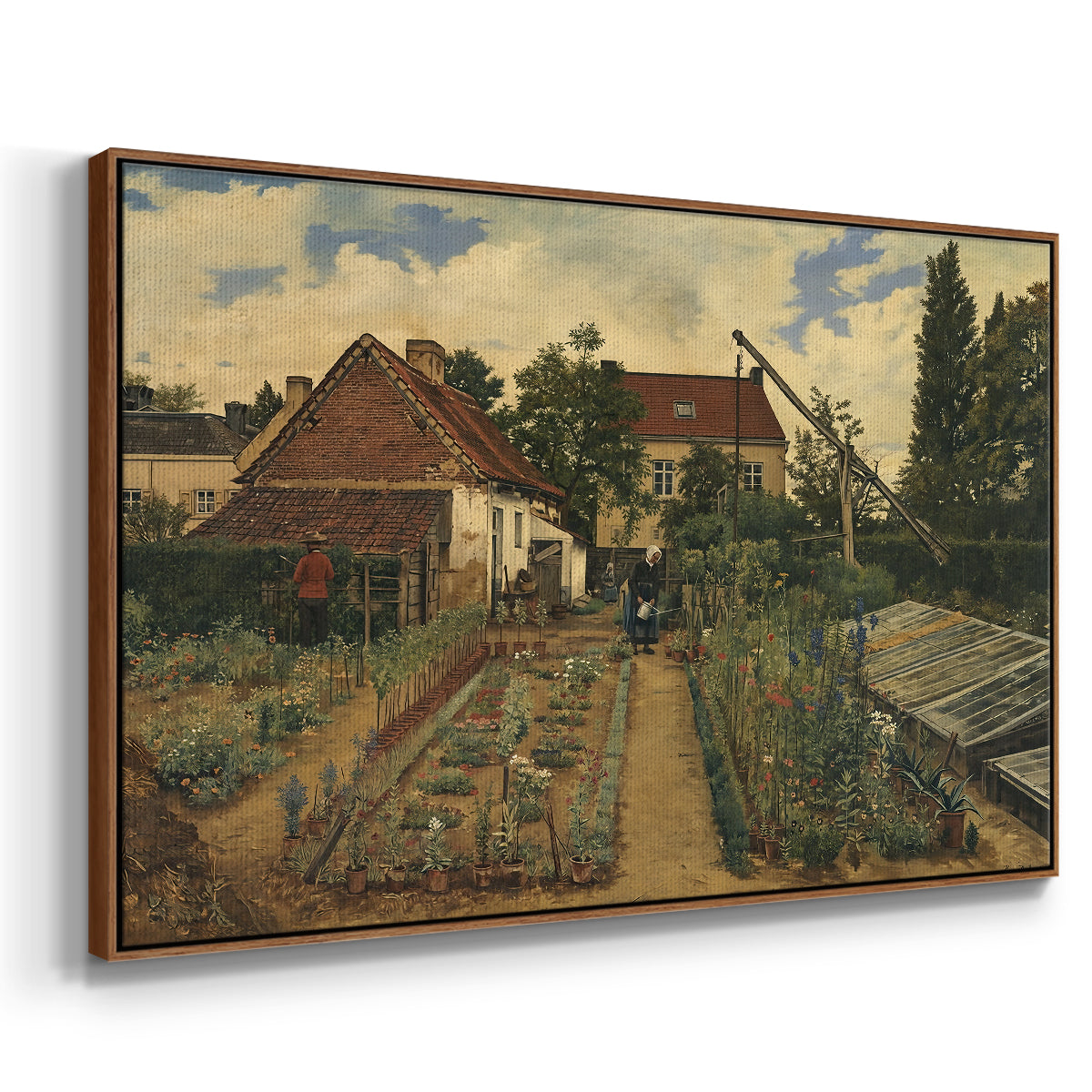 Garden of a Florist (The Flower Garden), 1864 - Floater Framed Canvas Print