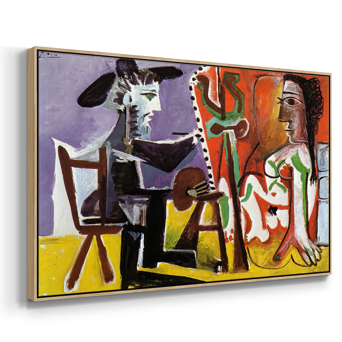 The Painter and His Model, 1963 - Floater Framed Canvas Print