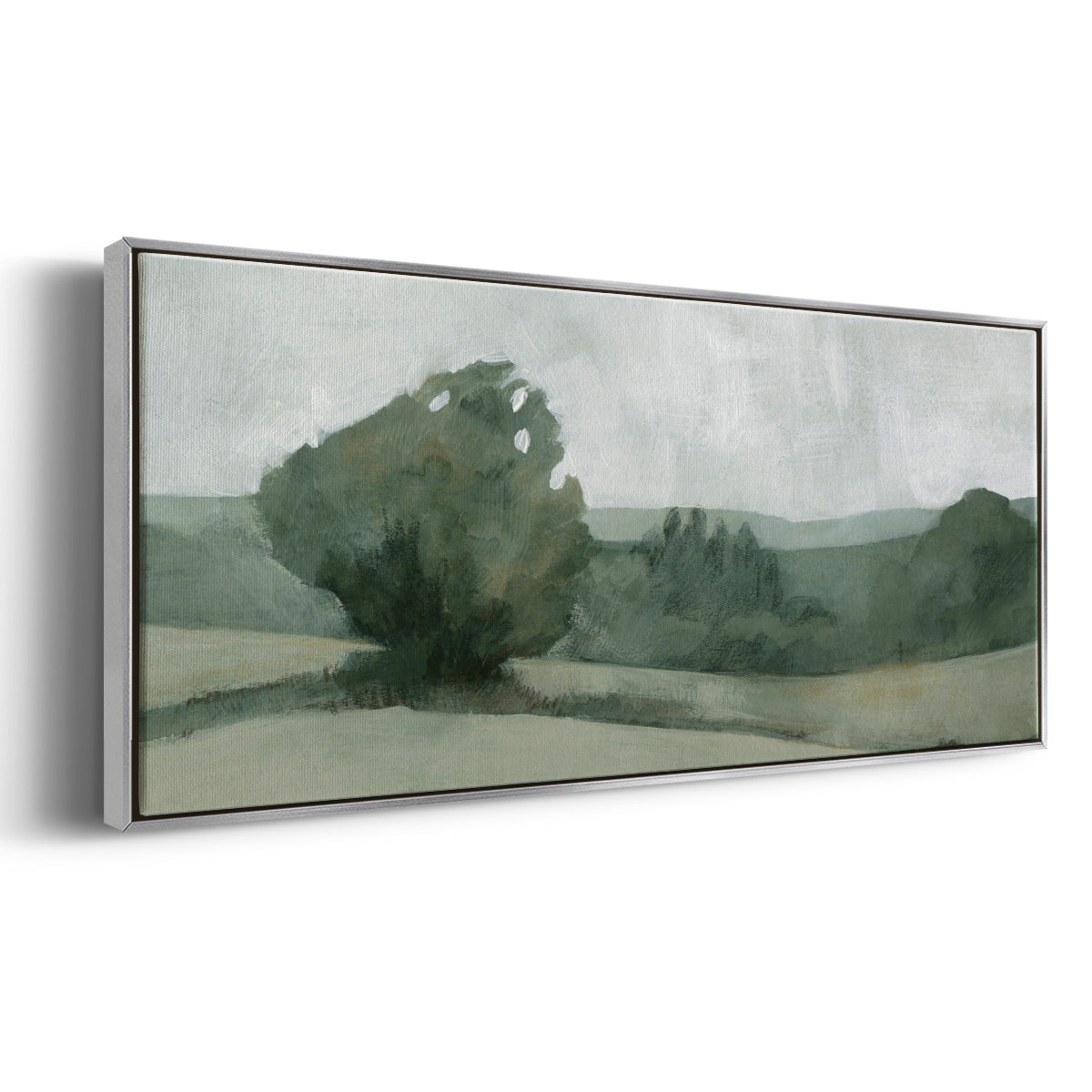 Soft Green Landscape I - Floater Framed Canvas Print
