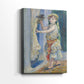 Side view of a canvas art print of a soft portrait of a child with light brushwork and warm tones, showing gallery-wrapped depth.