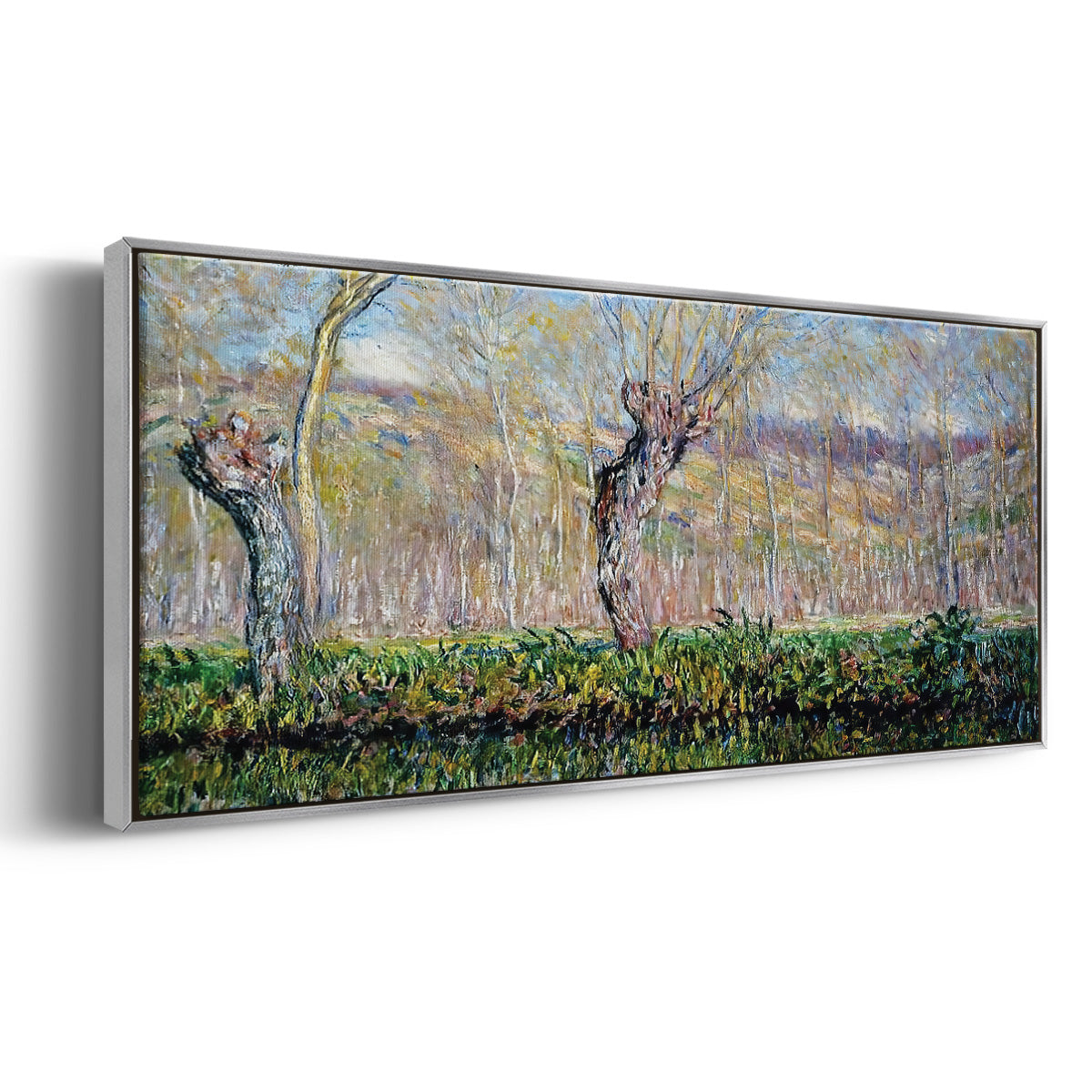The Banks of the River Epte in Springtime, 1885 - Floater Framed Canvas Print