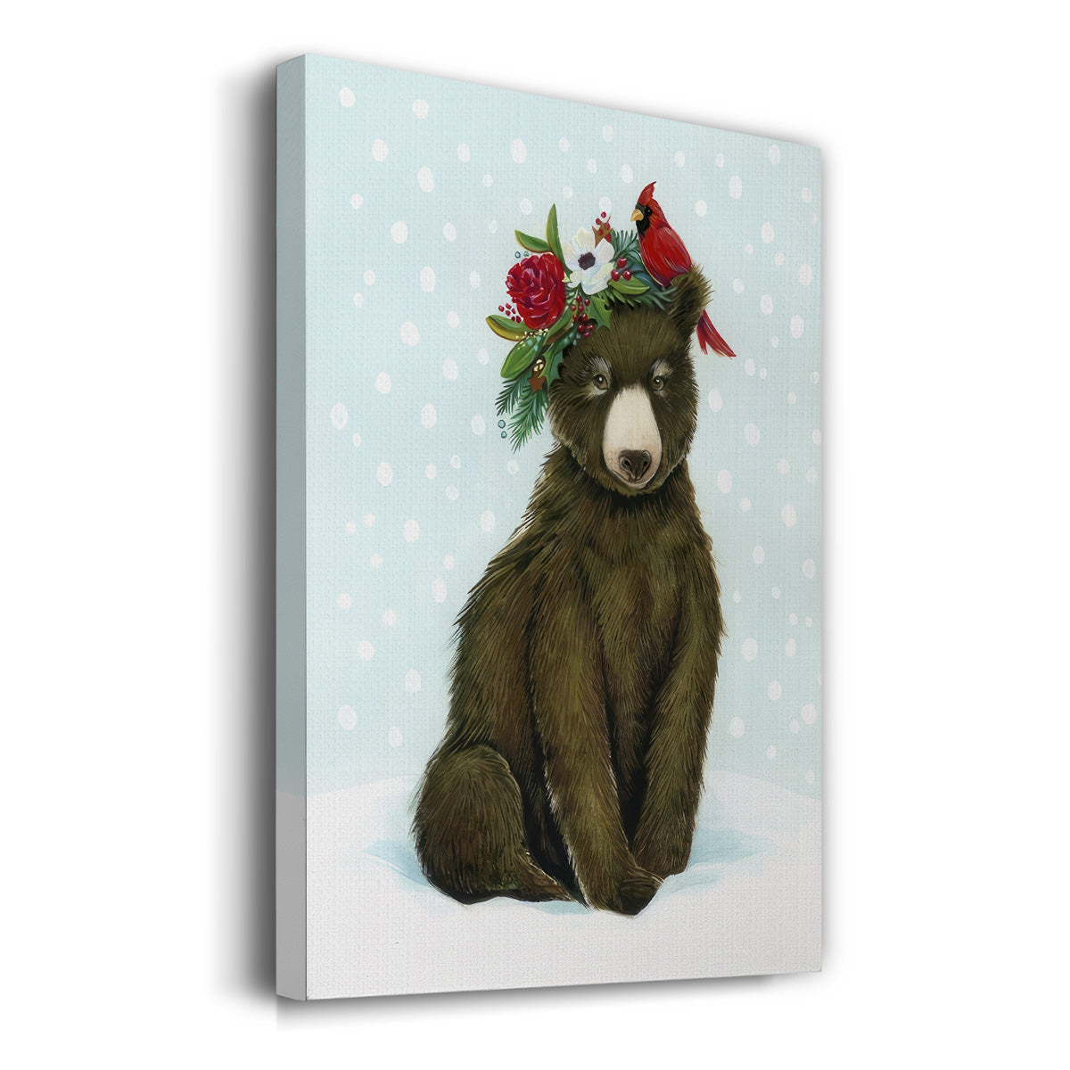 Winter Woodland Creatures with Cardinals I - Gallery Wrapped Canvas