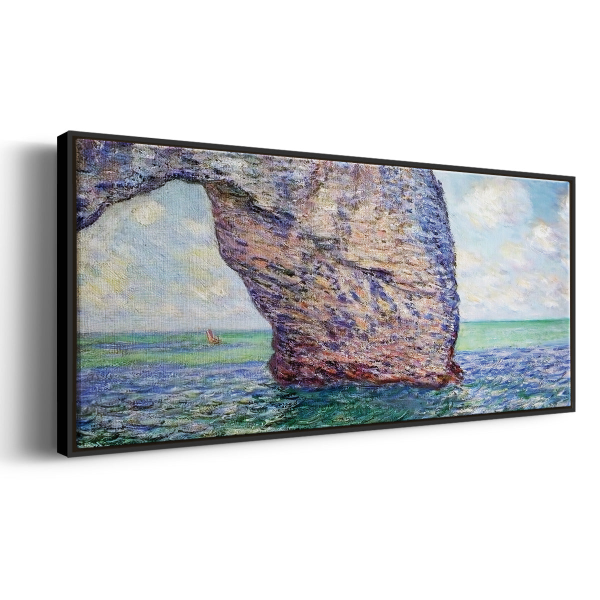 The Manneport at High Tide, 1885 - Floater Framed Canvas Print