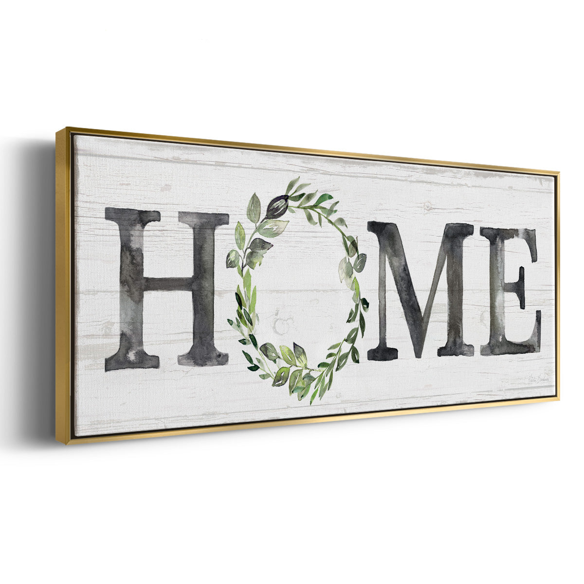 Gray Home Wreath - Floater Framed Canvas Print