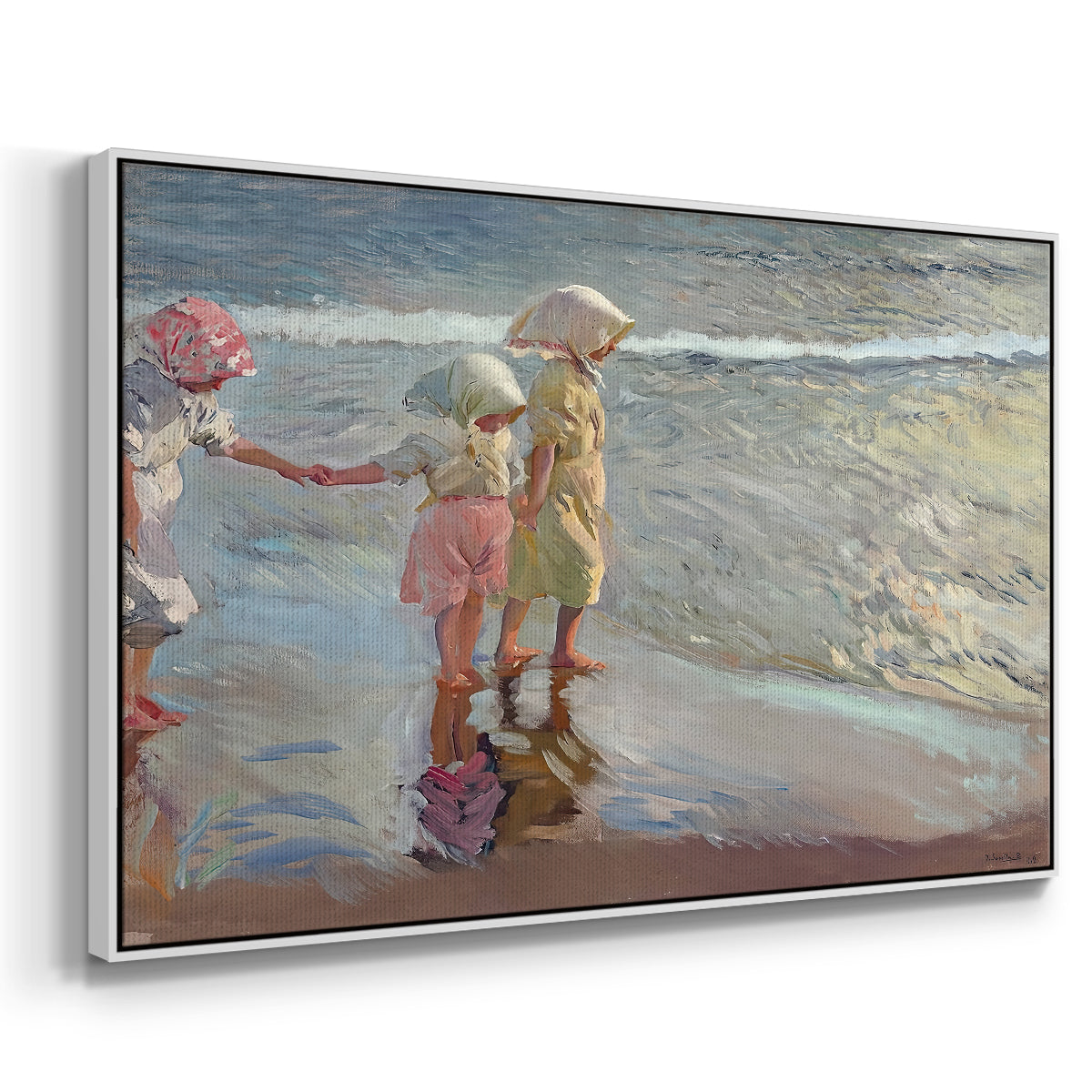 The Three Sisters on the Beach, 1908 - Floater Framed Canvas Print