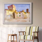 Impressionist Italian village scene by John Singer Sargent in an ornate weathered white frame displayed in a light-toned interior setting.