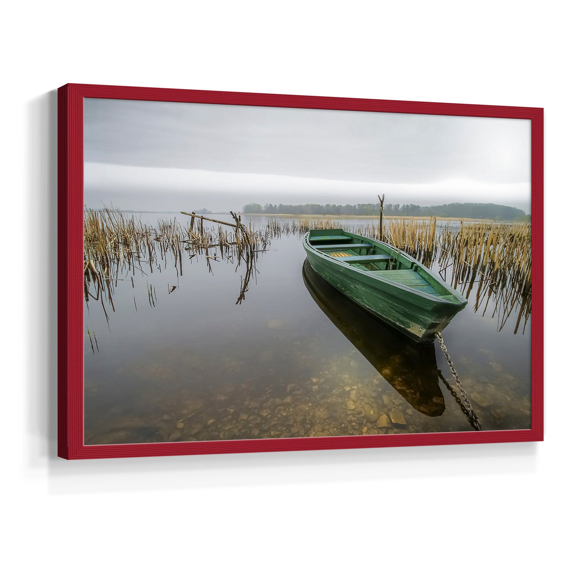 45429,boat,water,reeds,lake,nature,overcast,sky,tranquil,calm,greenery,afternoon,reflection,tethered,landscape,serenity,outdoor,fishing,solitude,stillness,peaceful,horizon,shoreline,environment,natural,scenery,rustic,cozy,wildlife,moored,setting,dock,pond,weather,rural,atmosphere,beauty,aquatic,preserve,Re-stickable,Nautical & Beach