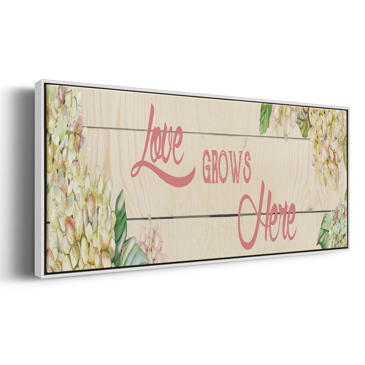 Love Grows Here - Floater Framed Canvas Print