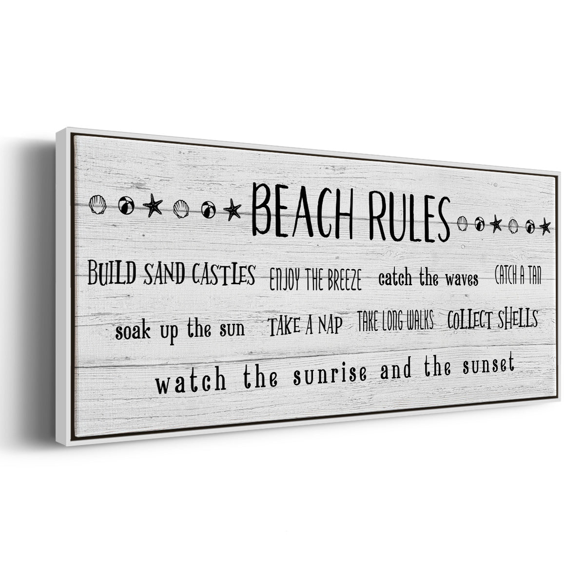 Rules of the Beach - Floater Framed Canvas Print