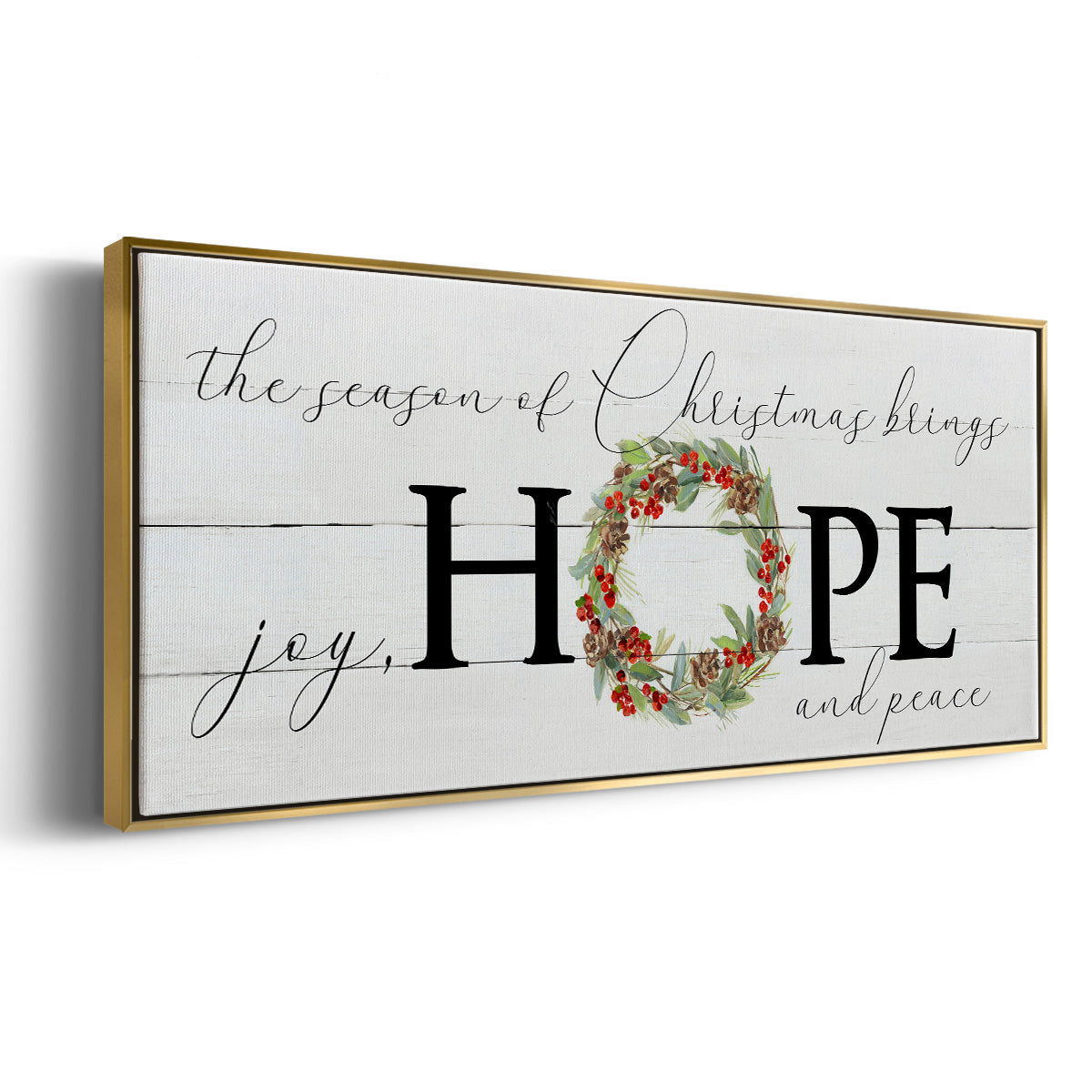 Joy Hope and Peace - Floater Framed Canvas Print