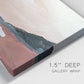 Close-up view of wrapped canvas corner featuring quiet coastline with distant horizon.