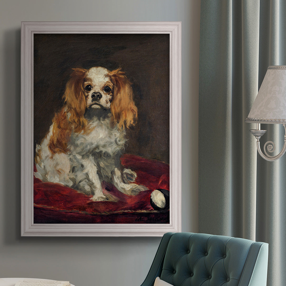 A King Charles Spaniel - Ornate Framed Canvas Print