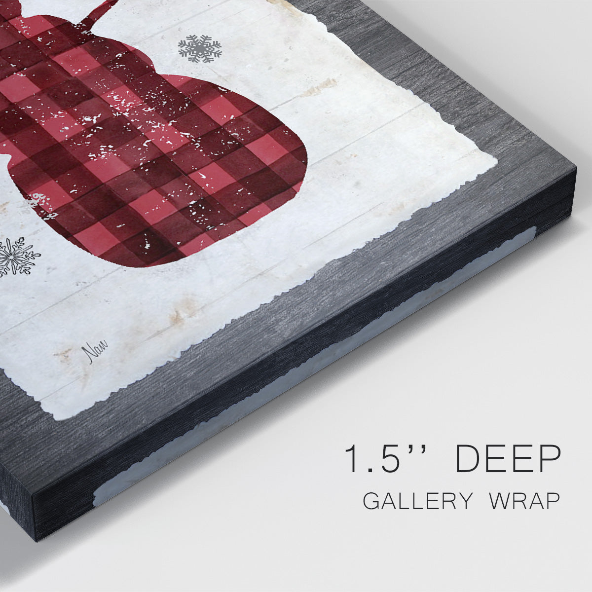 Checkered Snowman I Premium Gallery Wrapped Canvas - Ready to Hang