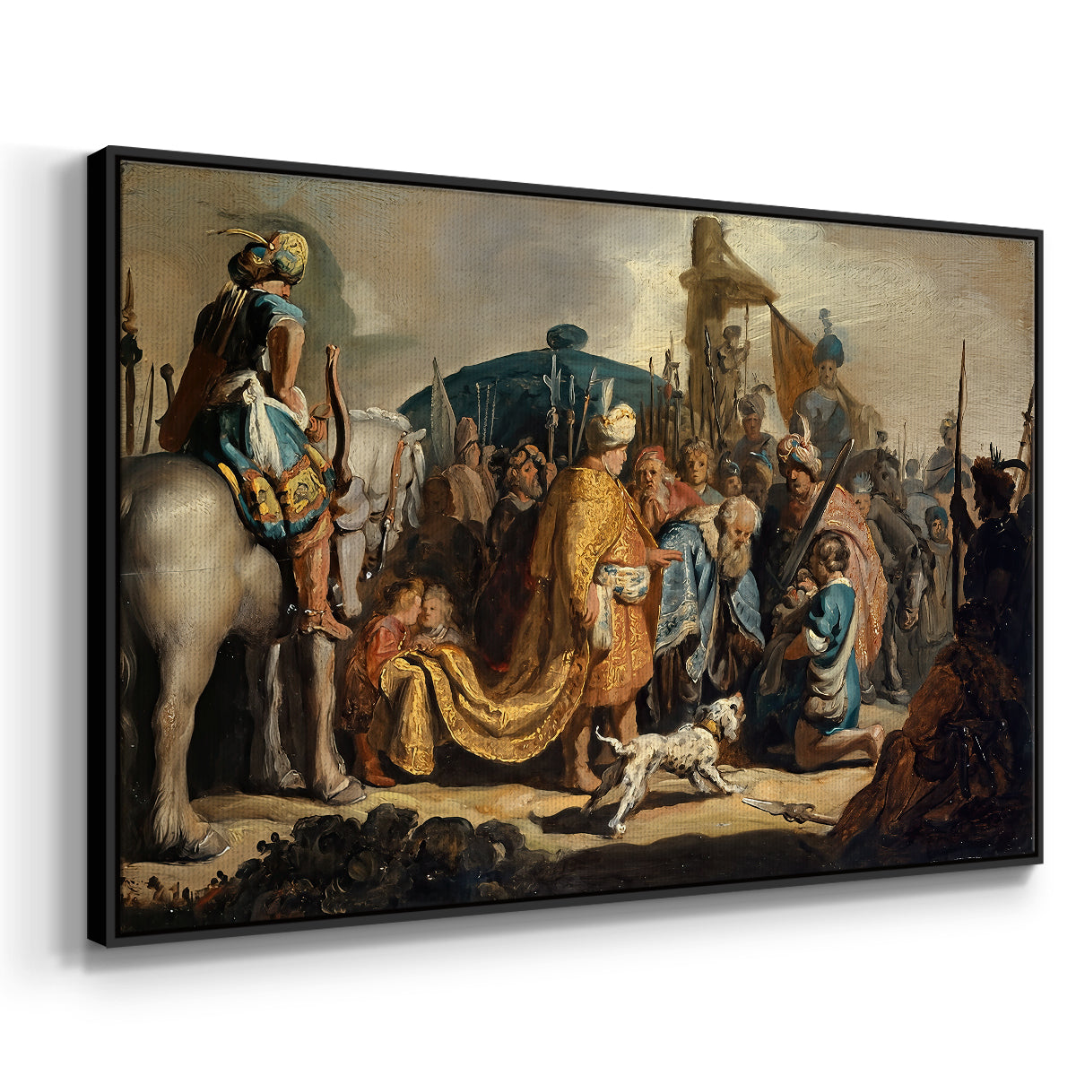 David with Goliath's Head in front of Saul, for Rembrandt, 1627 - Floater Framed Canvas Print