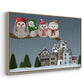 Christmas Christmas Owl Village - Framed Gallery Wrapped Canvas in Floating Frame