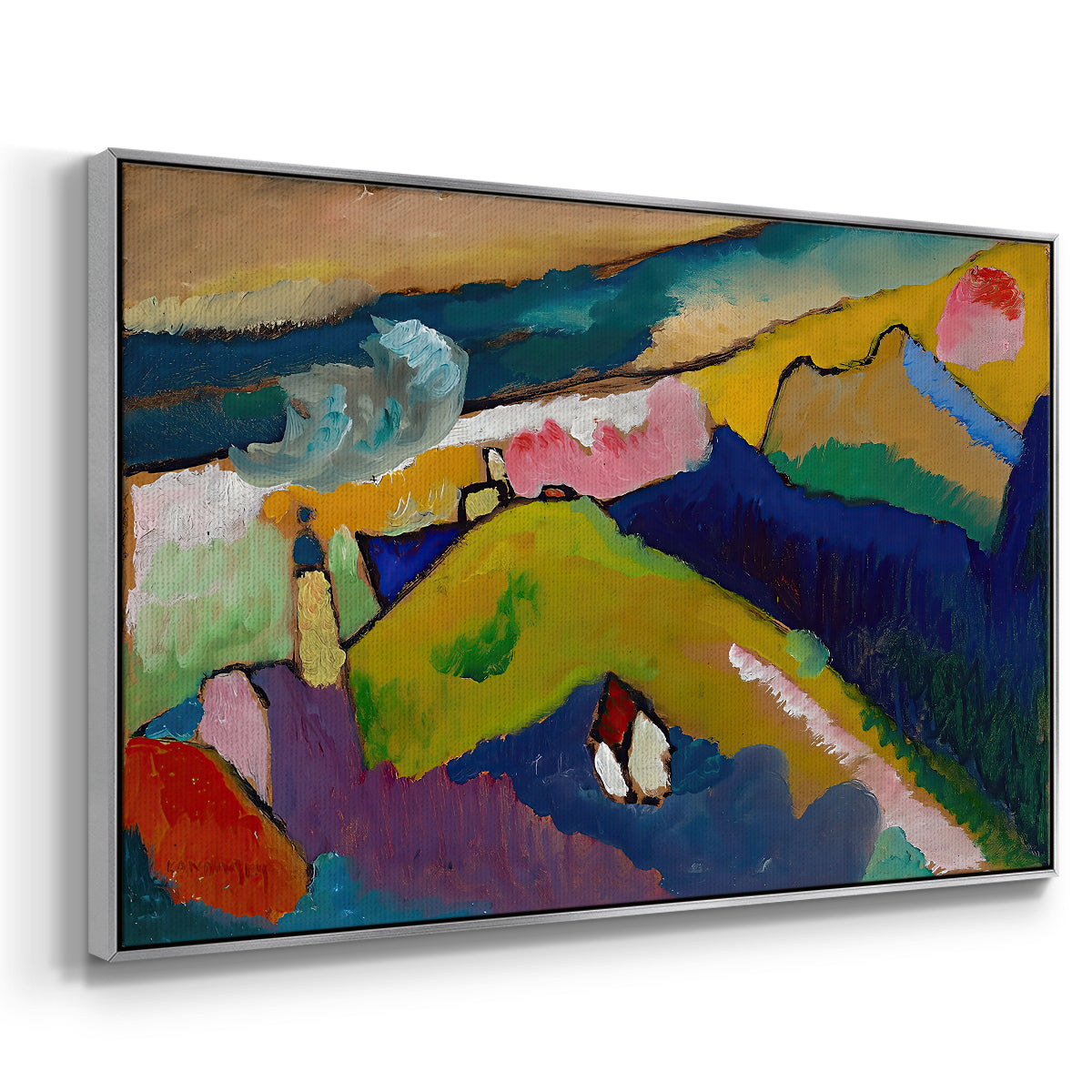 Murnau Mountain Landscape with Church, 1910 - Floater Framed Canvas Print