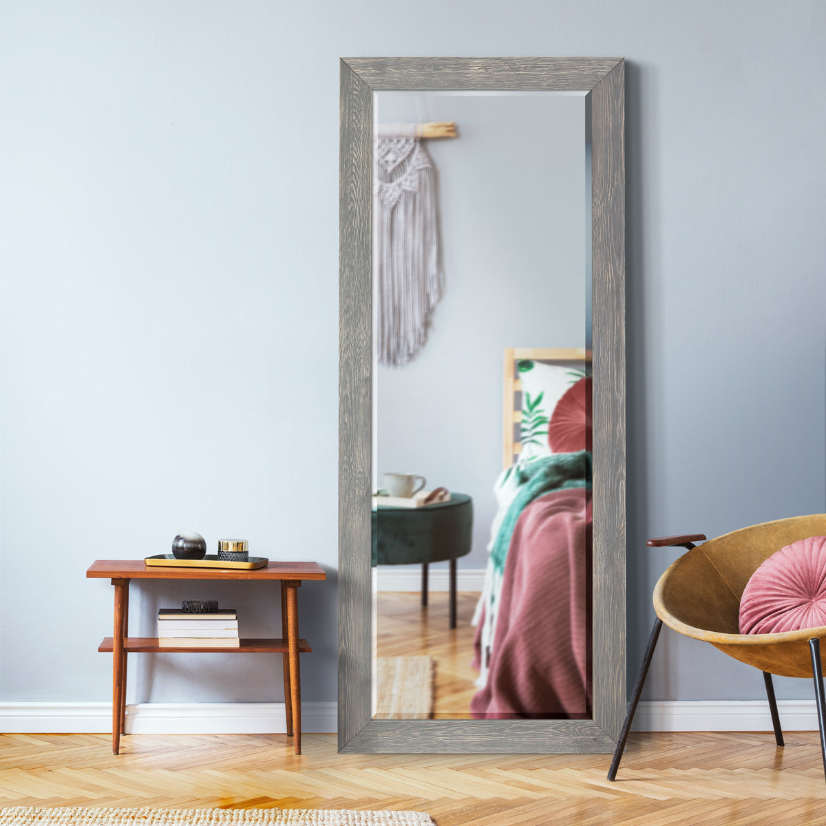 Barnwood Wood Framed with Beveled Edge Mirror