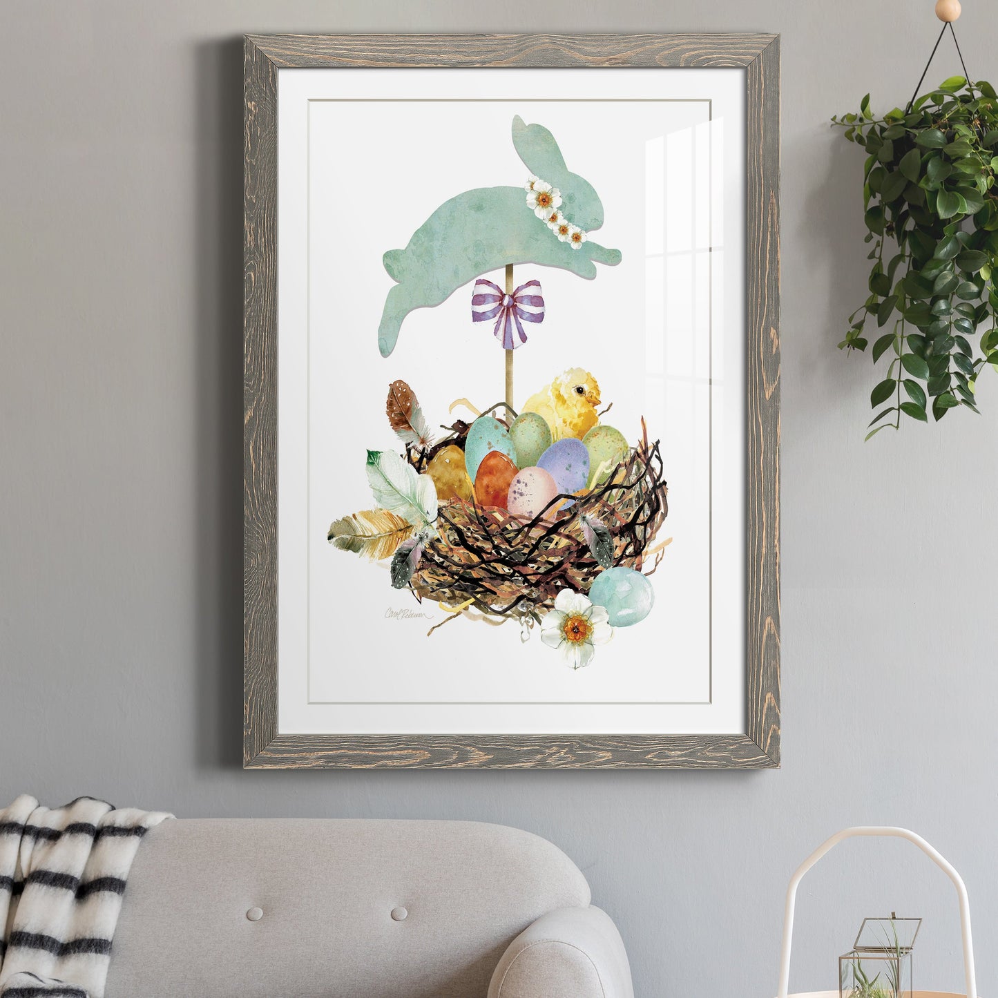 Bunny Hop - Premium Framed Print - Distressed Barnwood Frame - Ready to Hang