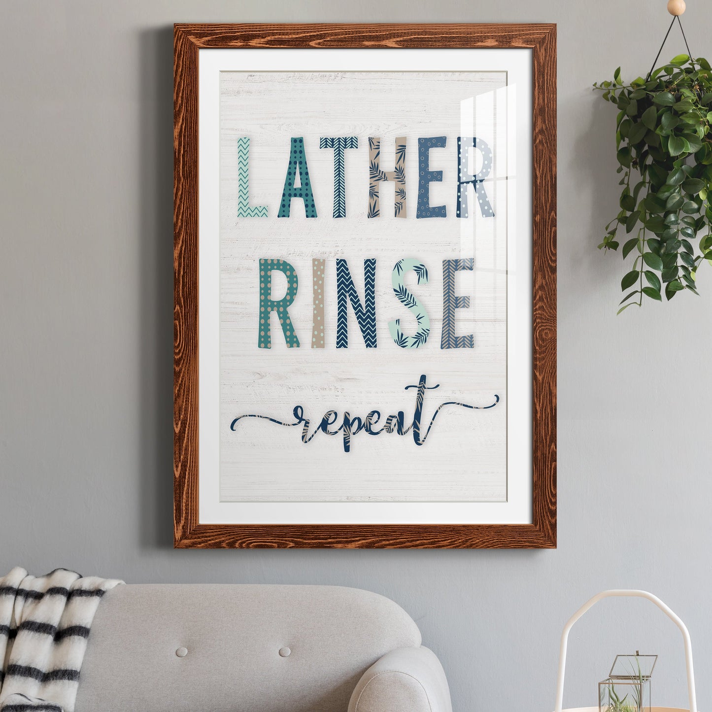 Lather Rinse Repeat - Premium Framed Print - Distressed Barnwood Frame - Ready to Hang