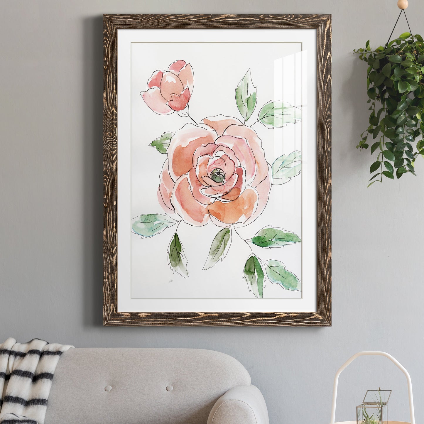 Rose Contour - Barnwood Framed Art Print